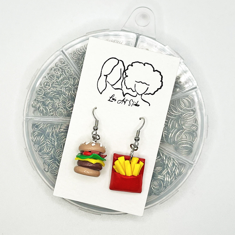 Lee's Art Studio burgers and fries junk food fun polymer clay earrings