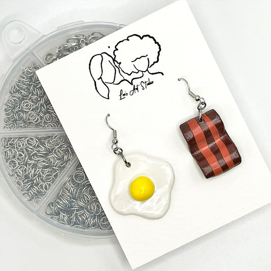 Lees Art Studio Bacon and Eggs Earrings polymer clay earrings package view