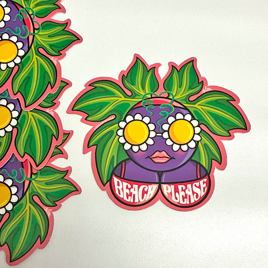 Beach Please Premium Sticker