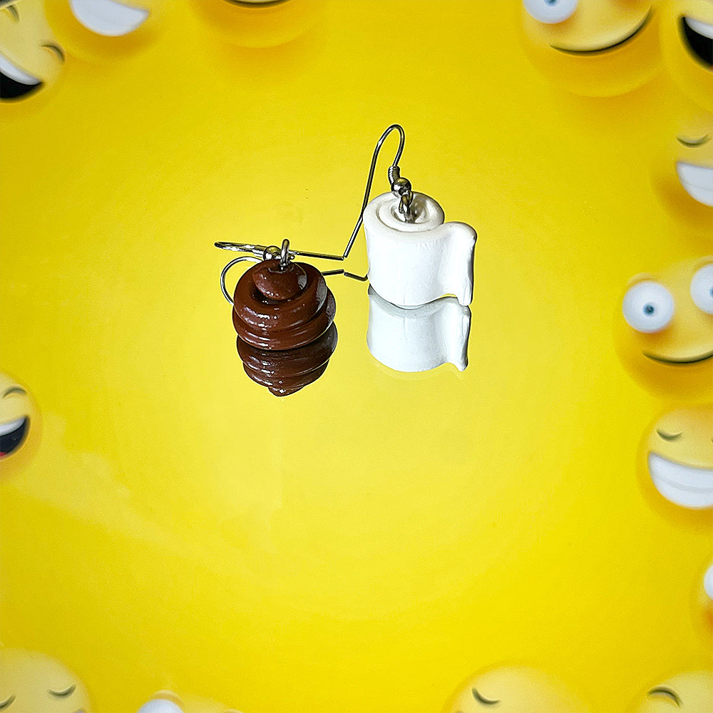 Lees Art Studio small poop and toilet paper roll polymer clay earrings