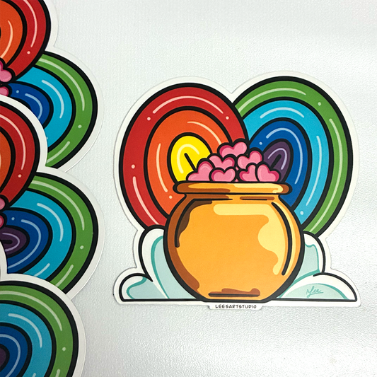 Gold Pot of Hearts Premium Sticker