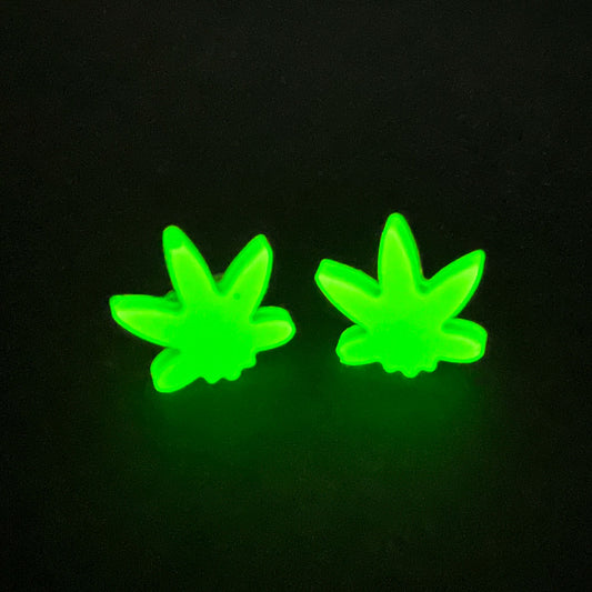Lee's Art Studio glow in the dark weed theme resin earrings studs