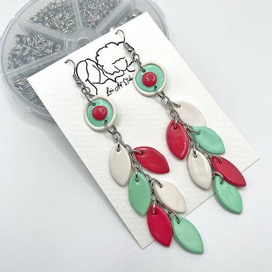 Lee's Art Studio tear drop shape design asymmetric polymer clay long earrings