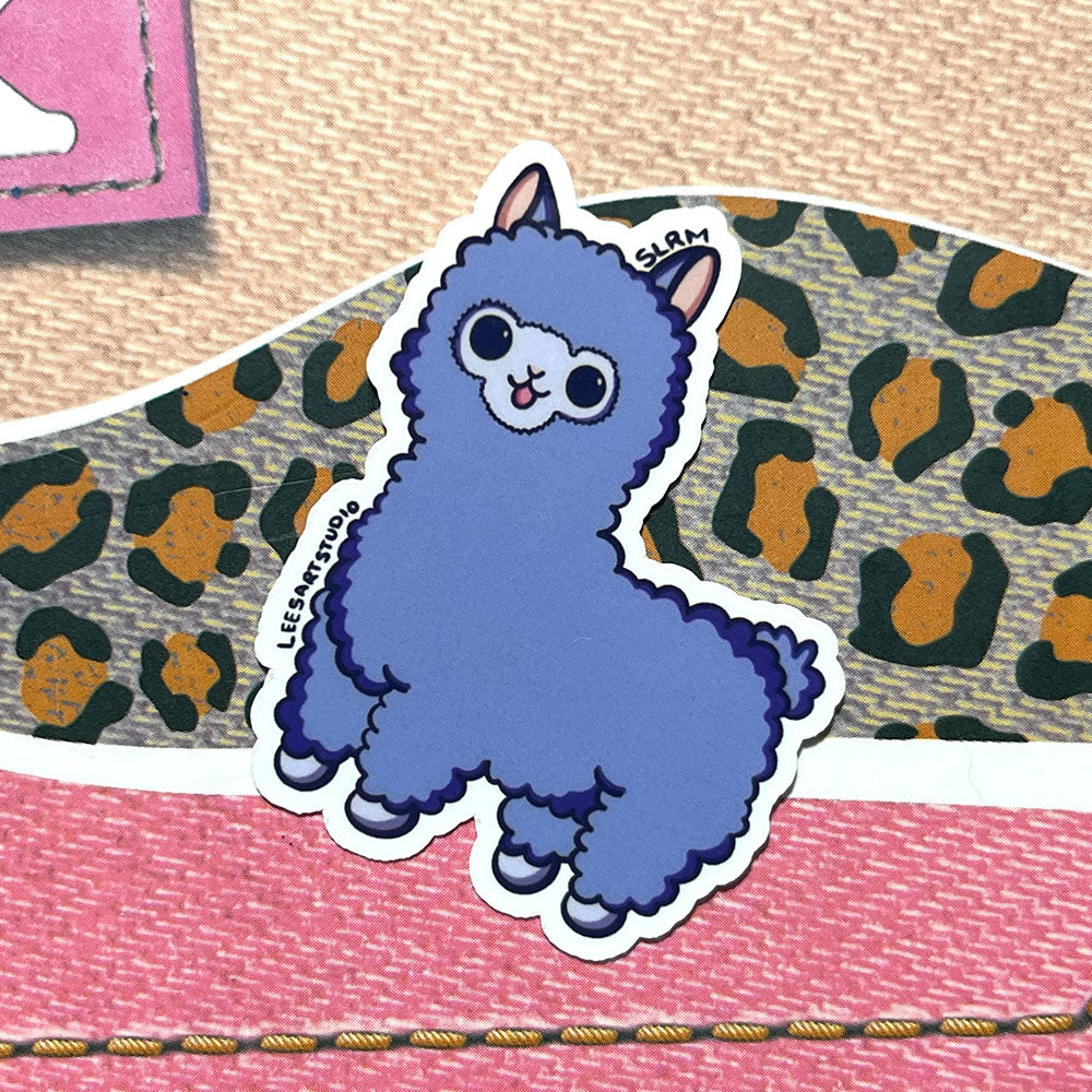 Lees Art Studio purple llama premium mini sticker