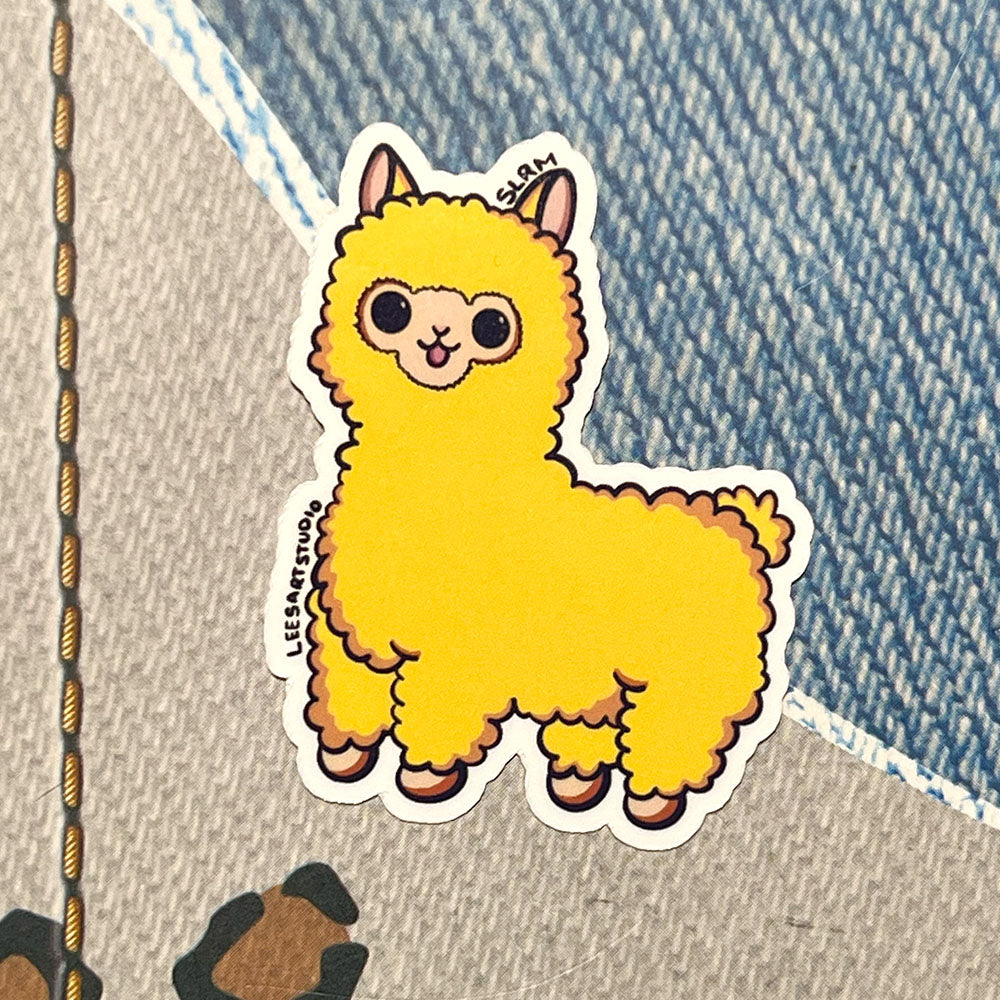 Lees Art Studio yellow llama premium mini sticker