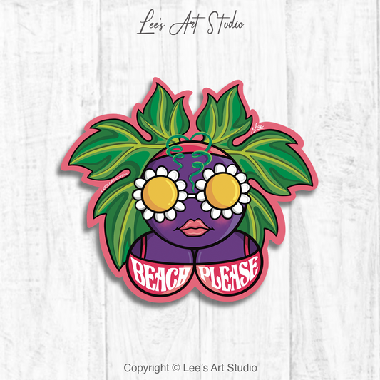 Beach Please Premium Sticker