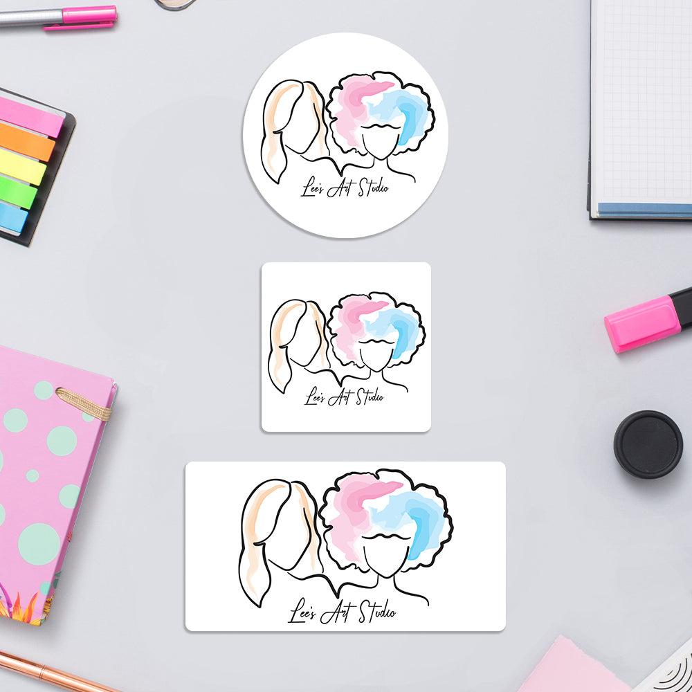 Lees Art Studio custom sticker shape mockup