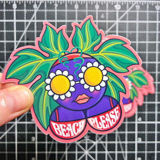 Beach Please Premium Sticker