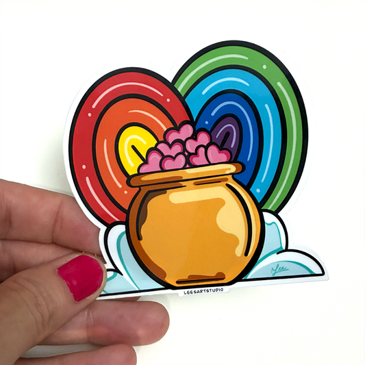 Gold Pot of Hearts Premium Sticker