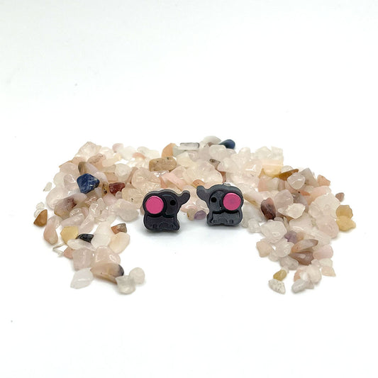 Lee's Art Studio pair of cute baby elephants resin stud earrings