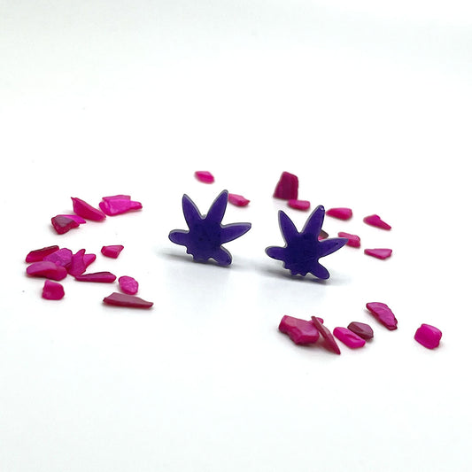 Lees Art Studio Purple flower Stud Resin Earrings