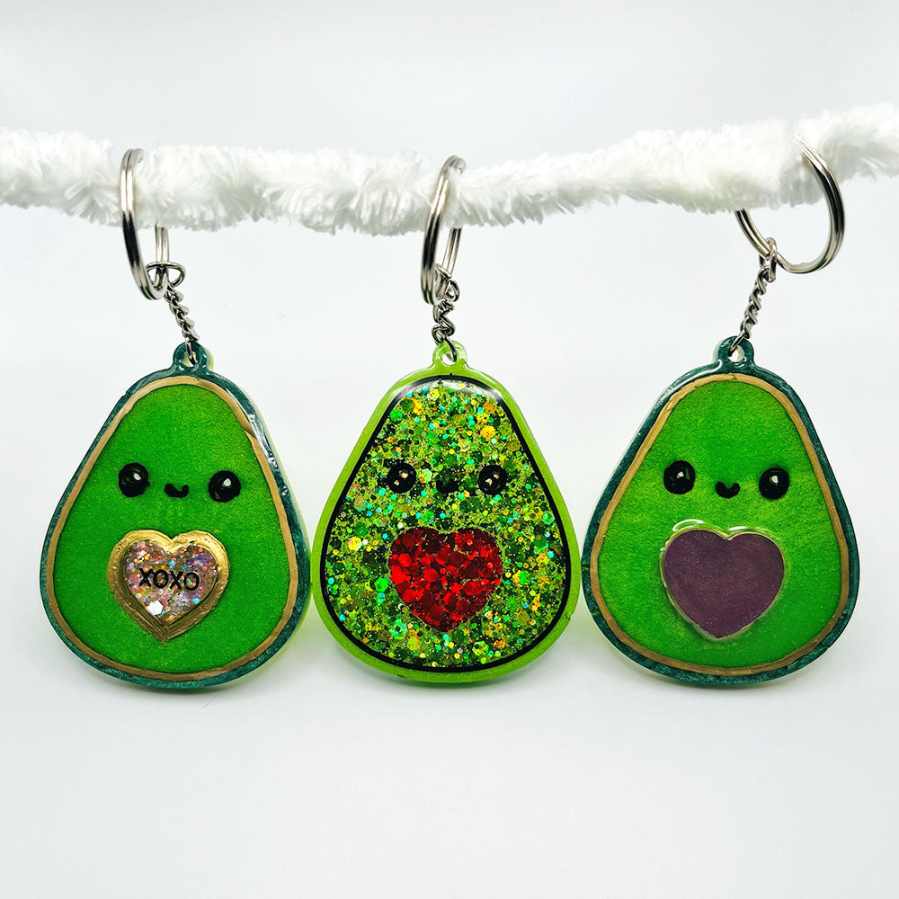 Lees Art Studio avocados resin keychains set