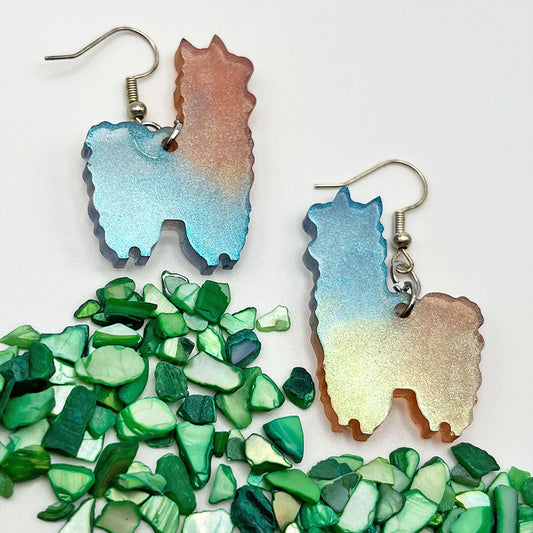 Lees Art Studio translucent gradient llama resin earrings